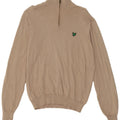 LYLE & SCOTT Mens Zip Neck Jumper Sweater Large Beige Cotton Vintage Lyle & Scott and Second-Hand Lyle & Scott from Messina Hembry 