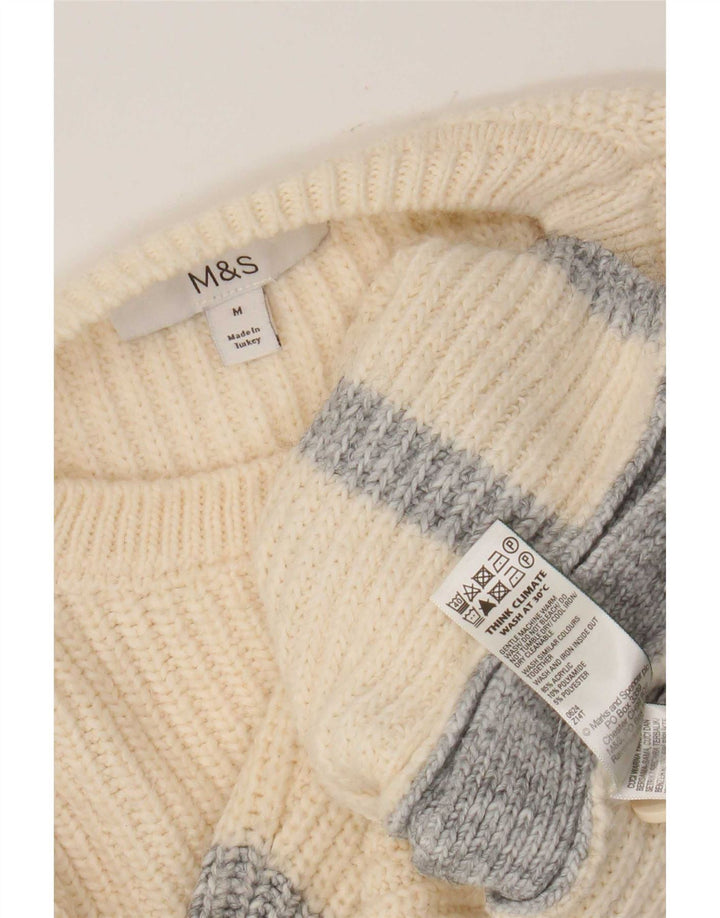 Marks & Spencer Dame Crop Crew Neck Jumper Sweater UK 14 Medium Beige