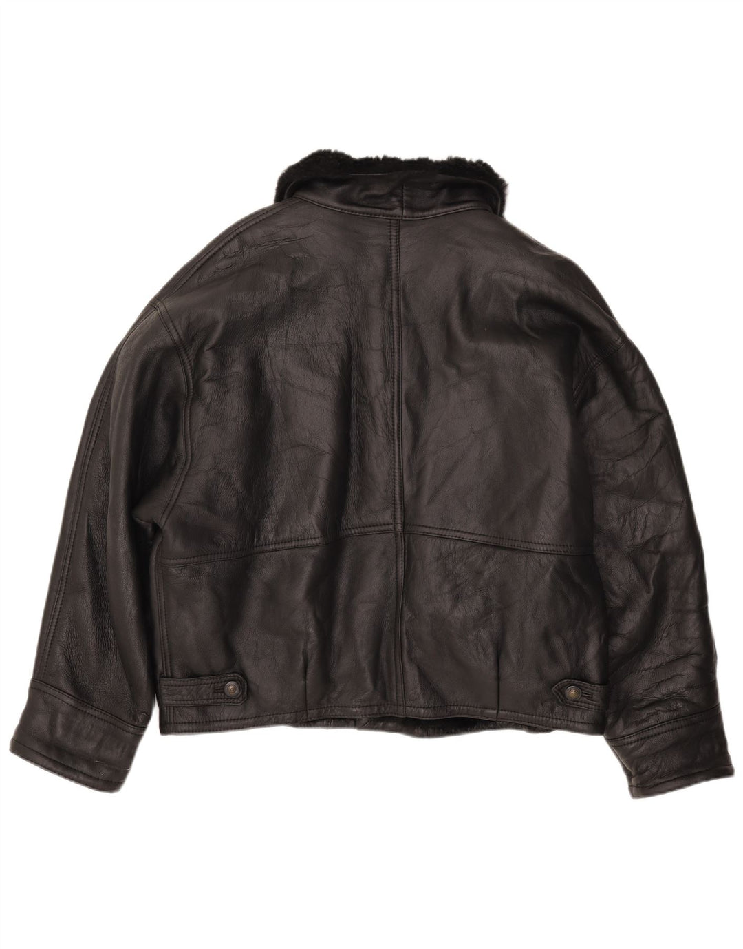 Vintage Shearling-jakke til mænd IT 52 XL sort læder