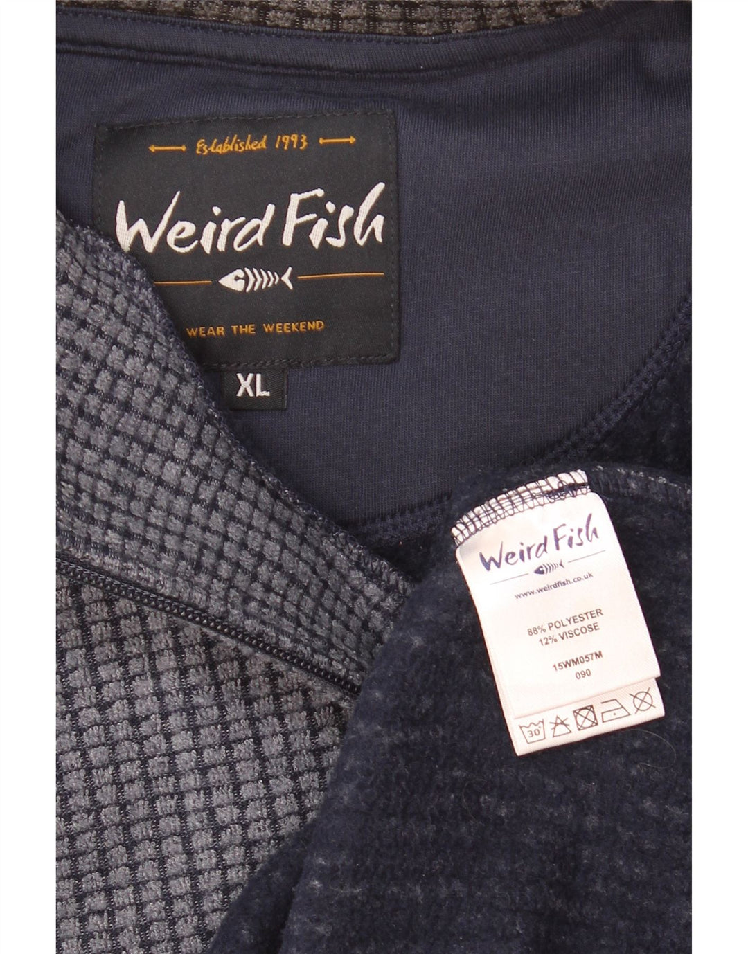 Weird Fish Herre lynlås hals fleece jumper XL marineblå polyester