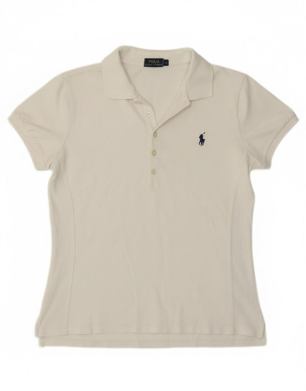 Polo Ralph Lauren Dame Polo Shirt Large Off White Bomuld