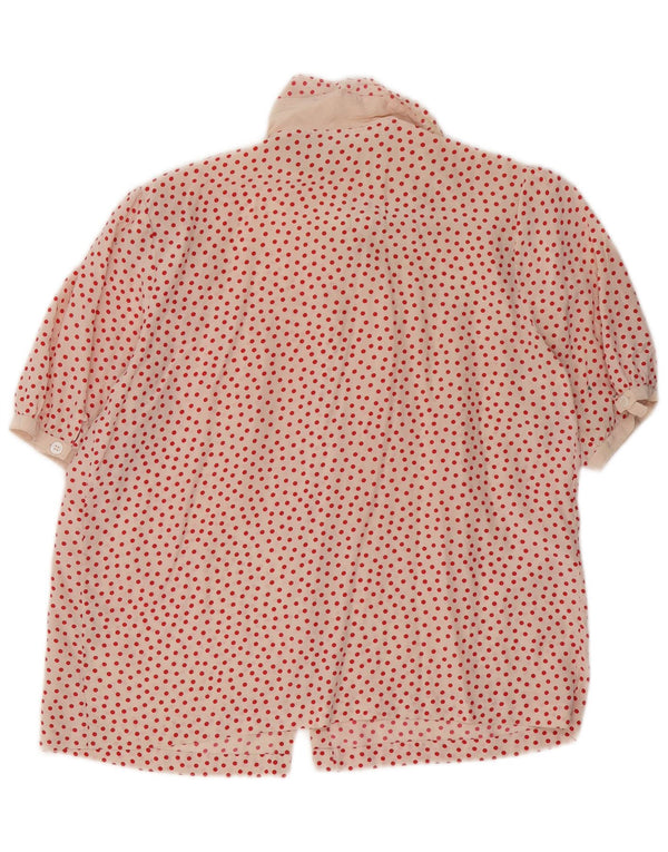 Vintage kvinders kortærmet skjortebluse UK 16 Large Pink Spotted