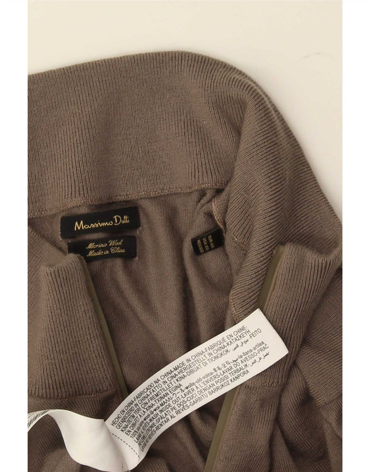 Massimo Dutti Herre Zip Neck Jumper Sweater 2XL Brun Uld