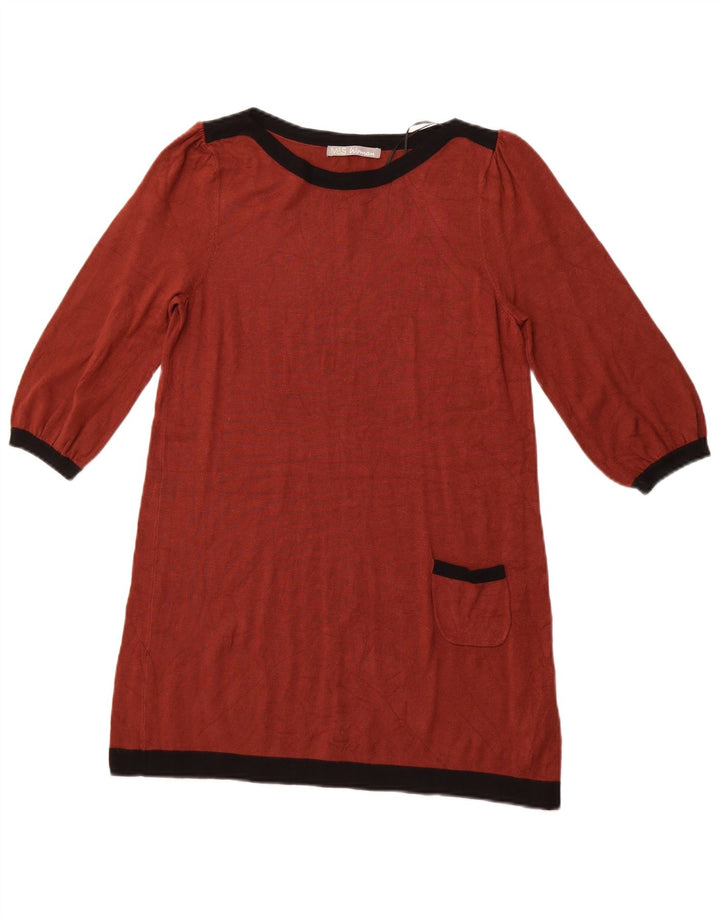 MARKS & SPENCER Dame 3/4-ærmet tunikatop UK 12 Medium Brun Colourblock