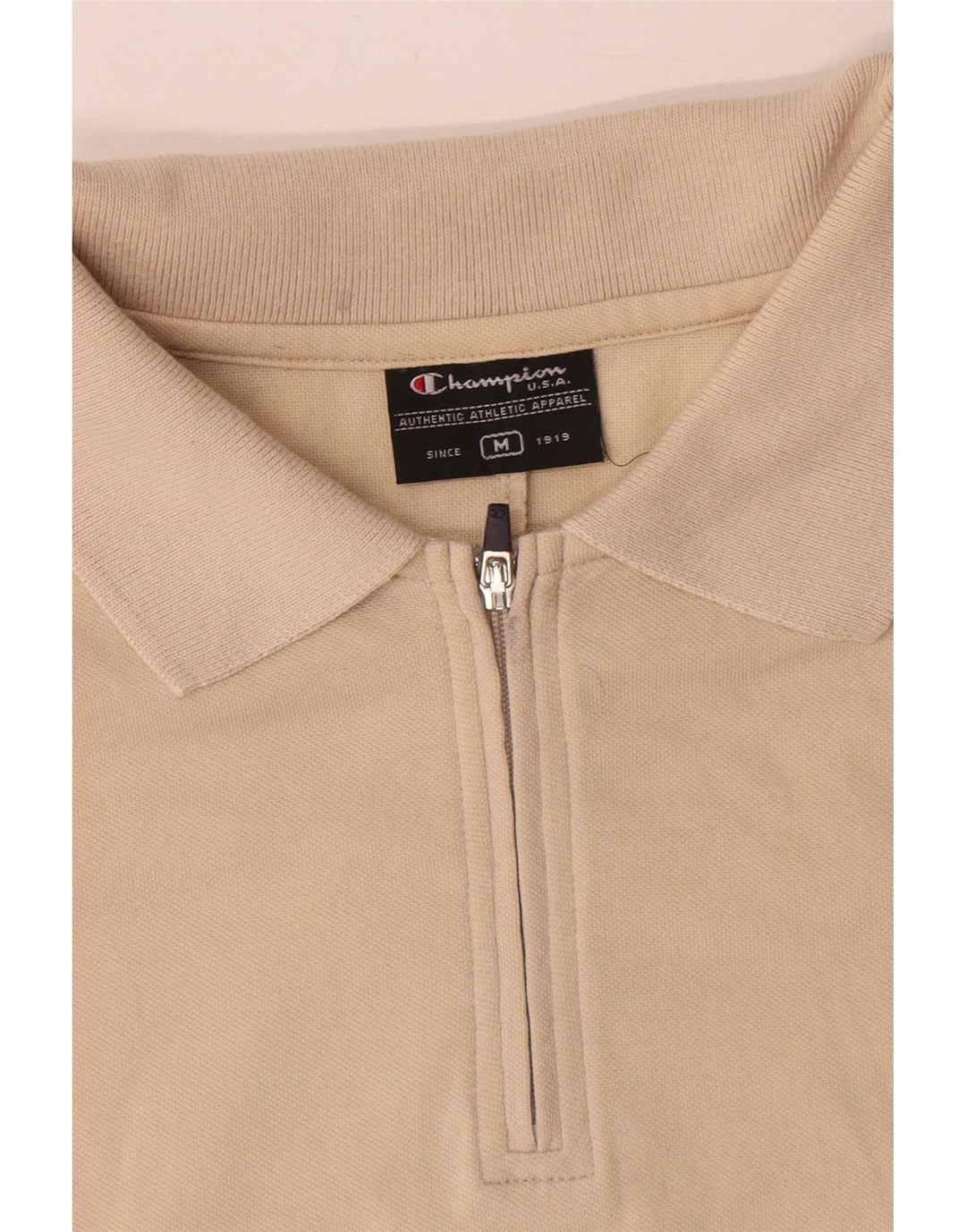 Champion herre poloshirt med lynlåshals Medium Beige Colourblock Bomuld