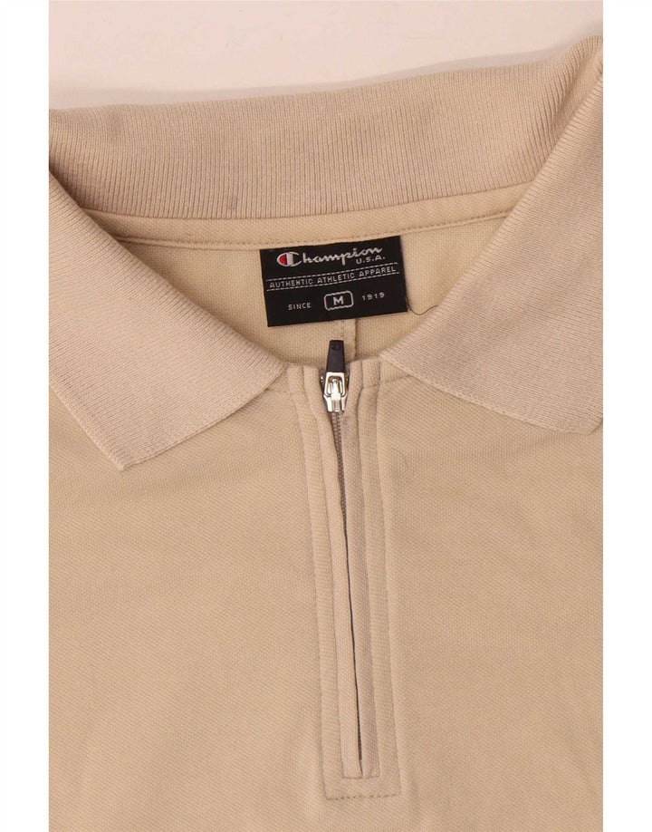 Champion herre poloshirt med lynlåshals Medium Beige Colourblock Bomuld
