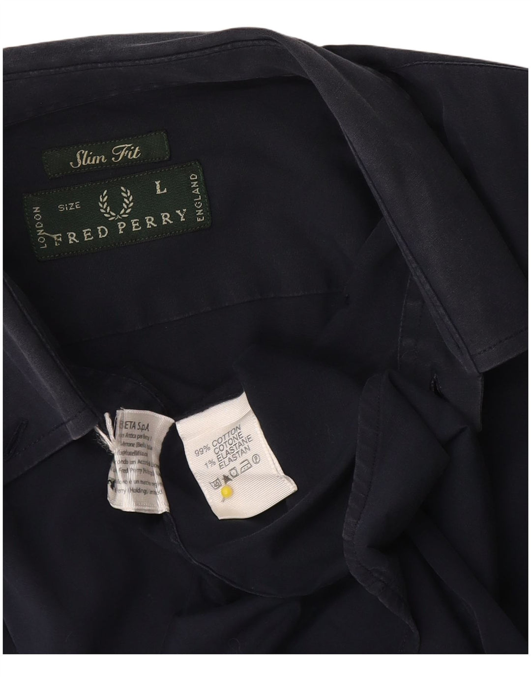 Fred Perry Herre Slim Fit skjorte Stor marineblå bomuld