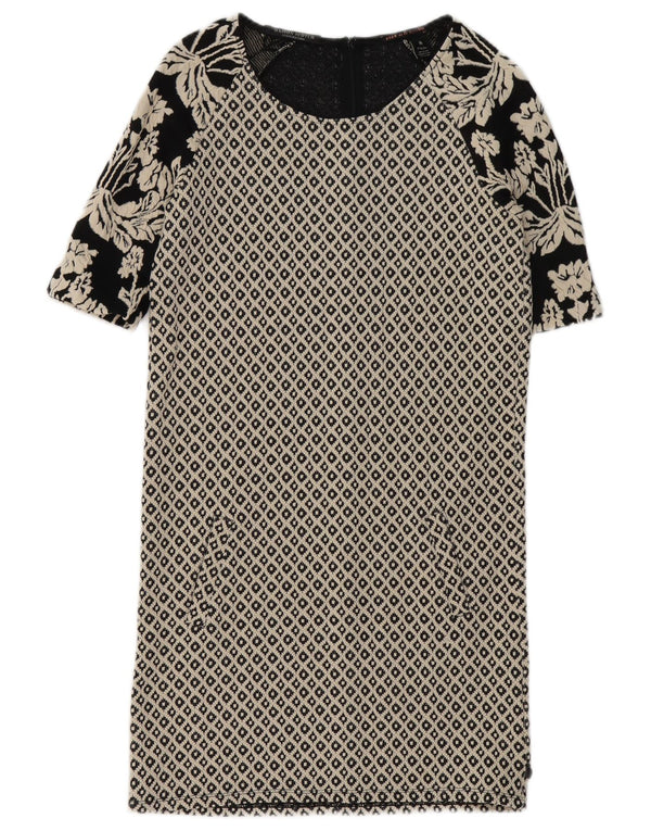 Scotch & Soda Dame Petite Shift Kjole UK 12 Medium Sort Geometrisk