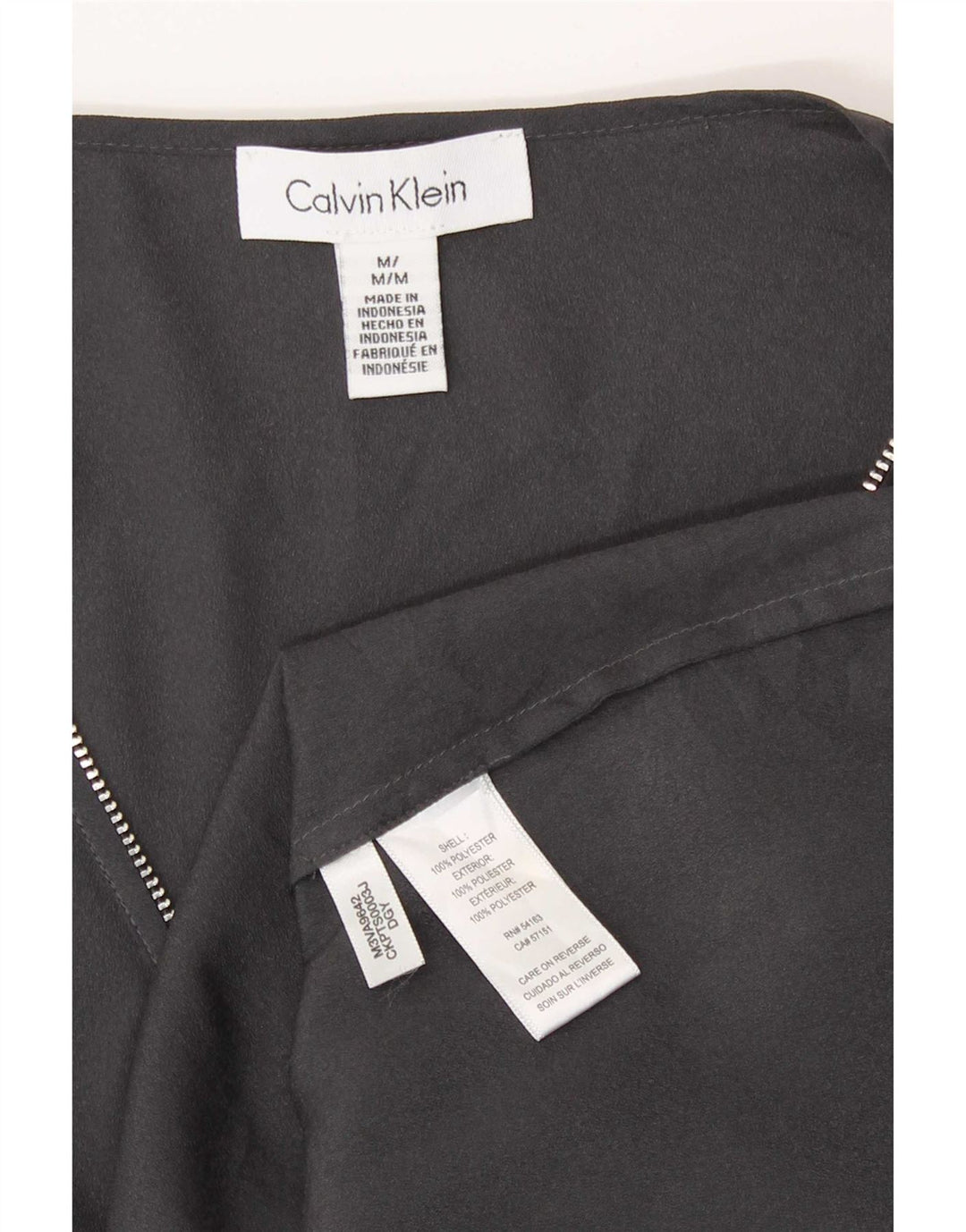 Calvin Klein Dame Langærmet Bluse Top UK 14 Medium Grey Polyester