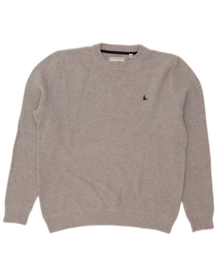 Jack Wills Herre Crew Neck Jumper Sweater Stor Grå Bomuld