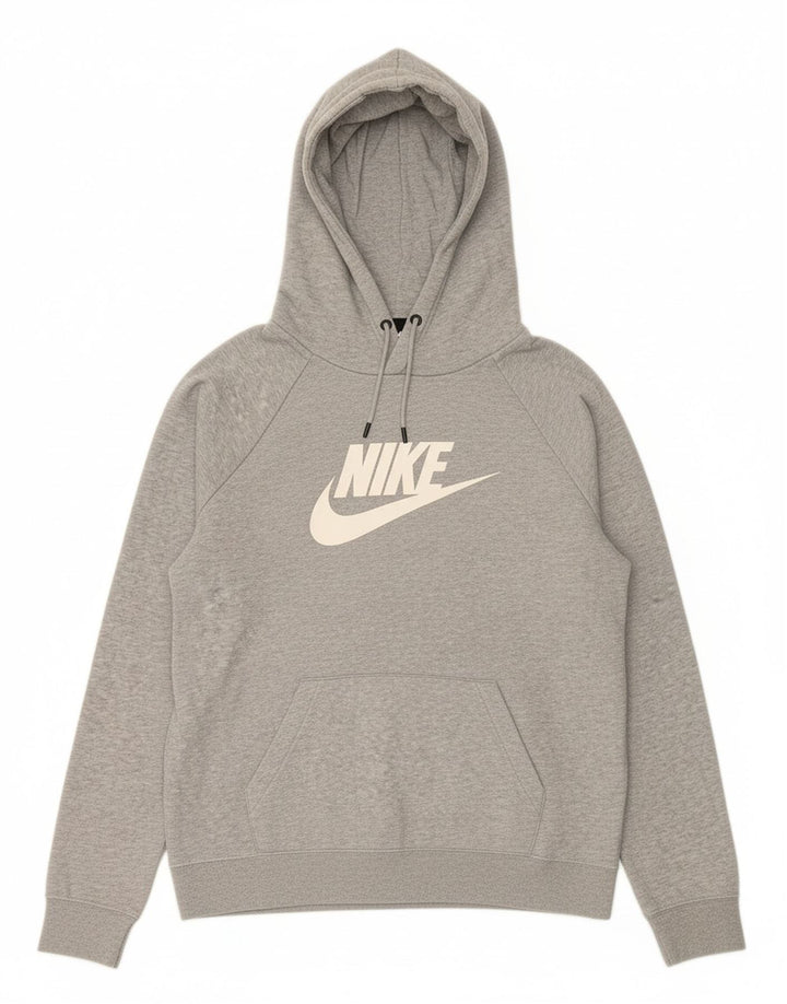 NIKE Mens Graphic Hoodie Jumper Medium Grey Cotton