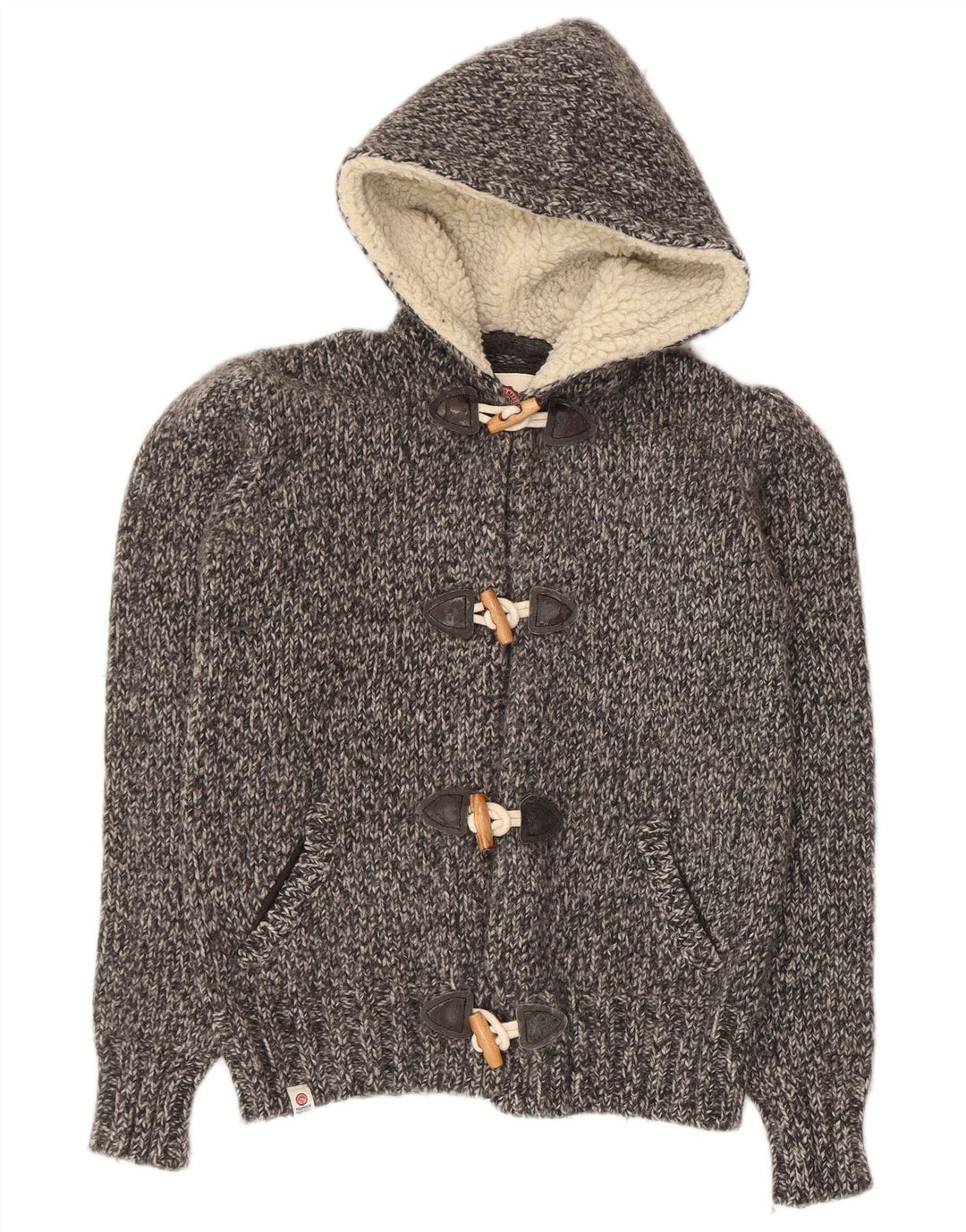 Franklin Marshall Dame hætte cardigan sweater UK 12 Medium Grey Flecked