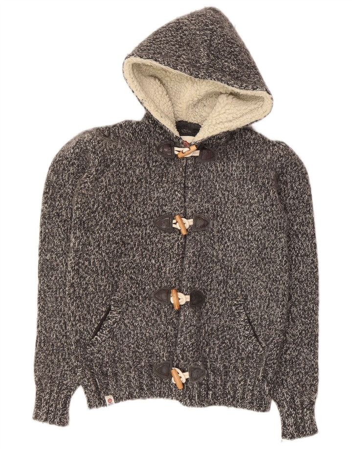 Franklin Marshall Dame hætte cardigan sweater UK 12 Medium Grey Flecked