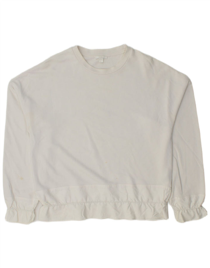 Cos Dame Oversized Sweatshirt Jumper UK 10 Small White Bomuld