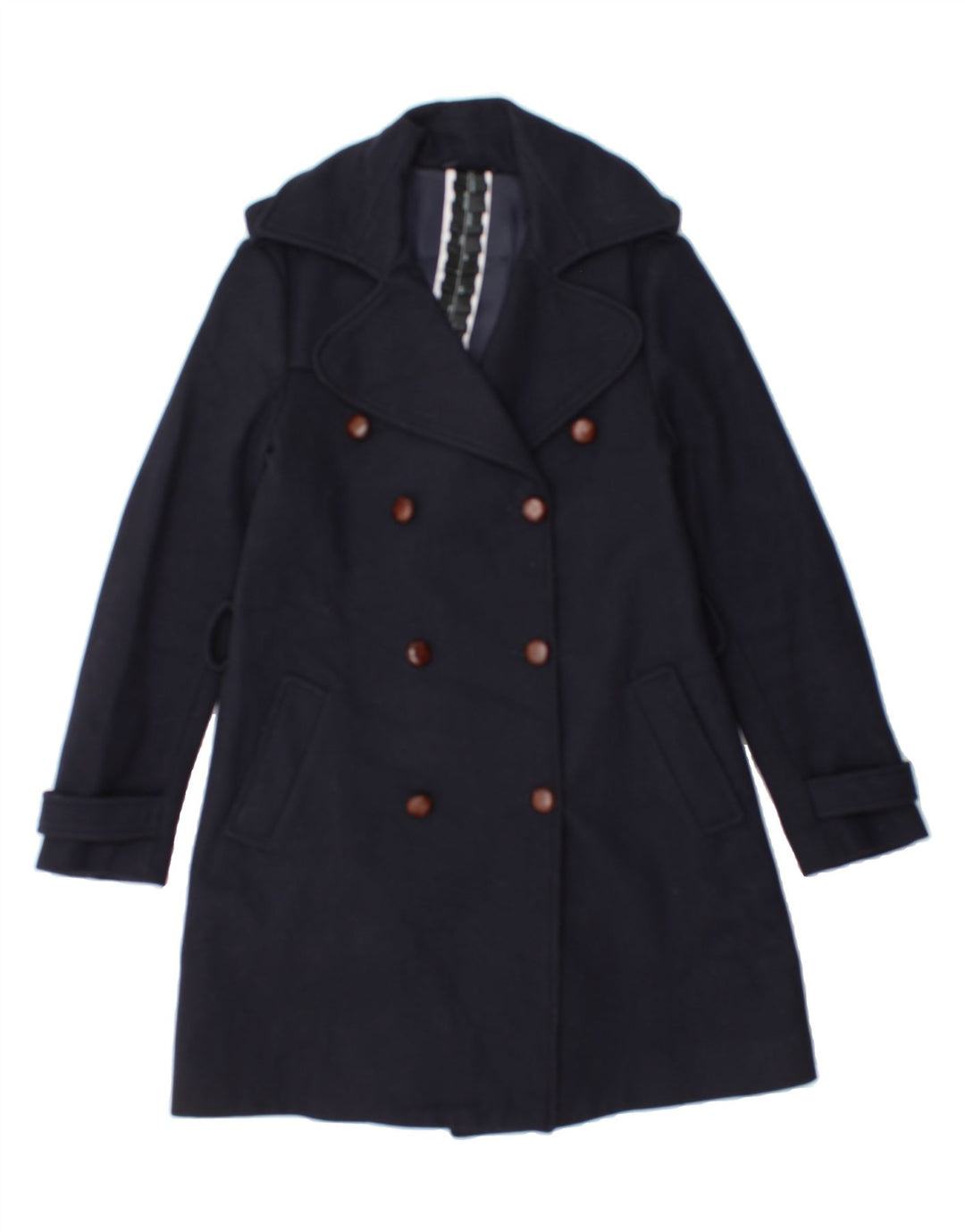 PATRIZIA PEPE Womens Overcoat IT 42 Medium Navy Blue Vintage Patrizia Pepe and Second-Hand Patrizia Pepe from Messina Hembry 