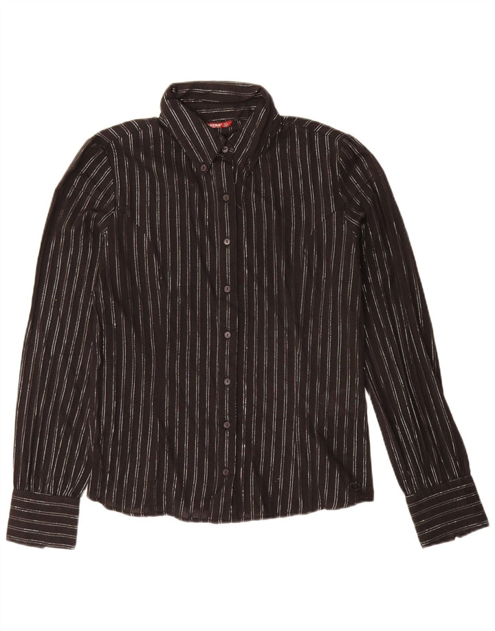 Carrera Dameskjorte UK 14 Medium Sort Stribet Bomuld