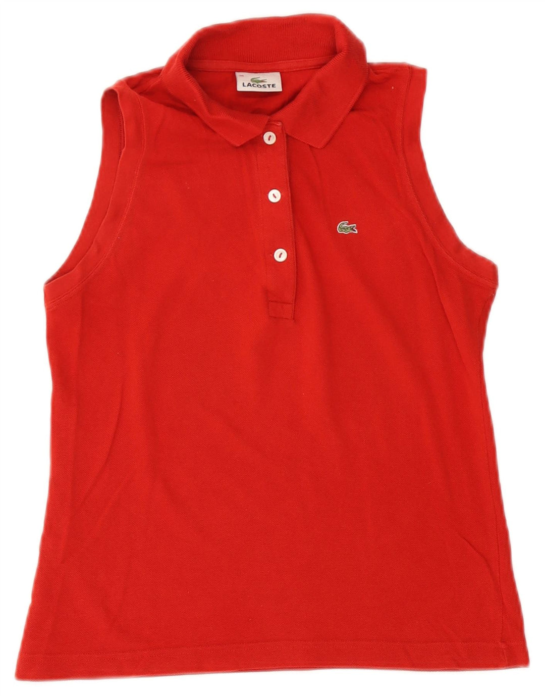 Lacoste ærmeløs poloshirt til kvinder størrelse 38 Medium rød bomuld