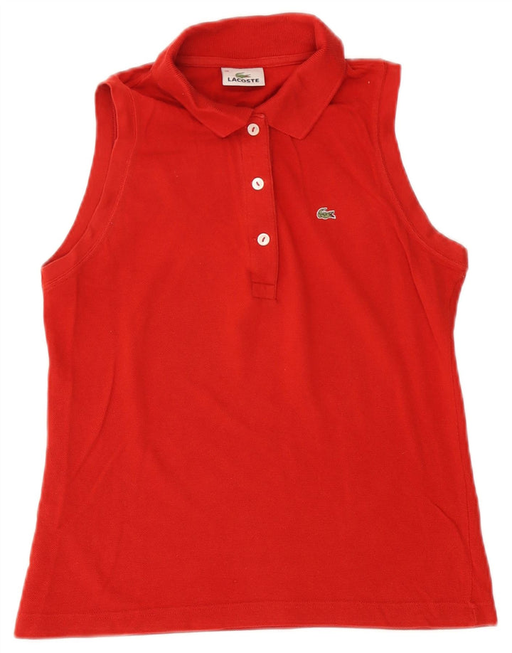 Lacoste ærmeløs poloshirt til kvinder størrelse 38 Medium rød bomuld