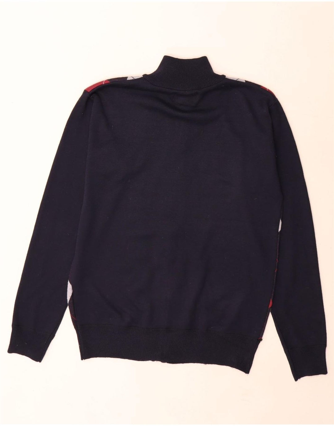 Pierre Cardin Herre Cardigan Sweater Small Navy Blue Argyle/Diamond