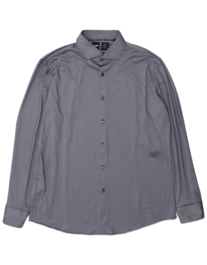 Hugo Boss Herre Performance Slim Fit skjorte størrelse 43 17 XL Marineblå polyamid