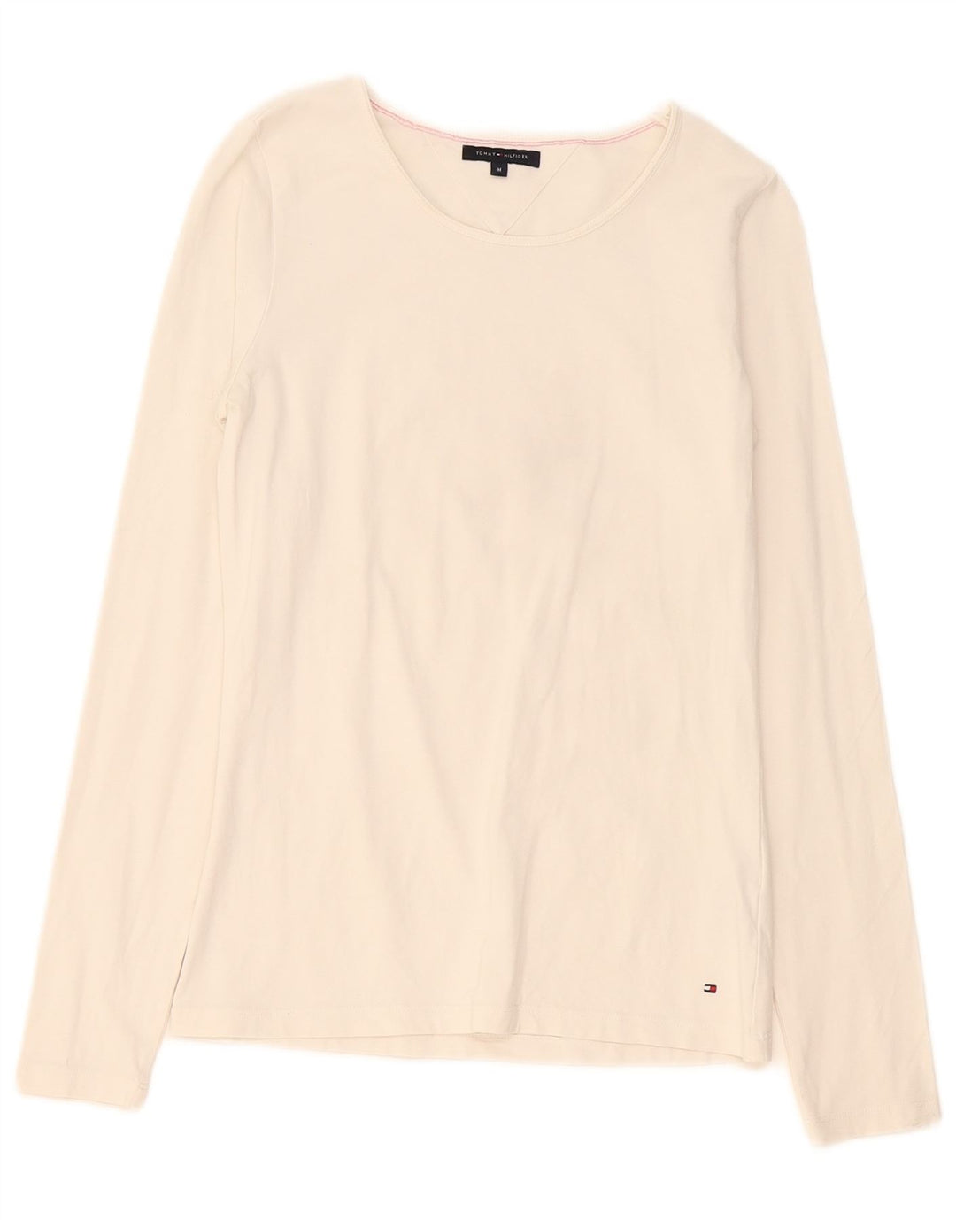 Tommy Hilfiger Dame Top Langærmet UK 12 Medium Hvid Bomuld