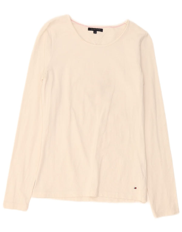 Tommy Hilfiger Womens Top Long Sleeve UK 12 Medium White Cotton