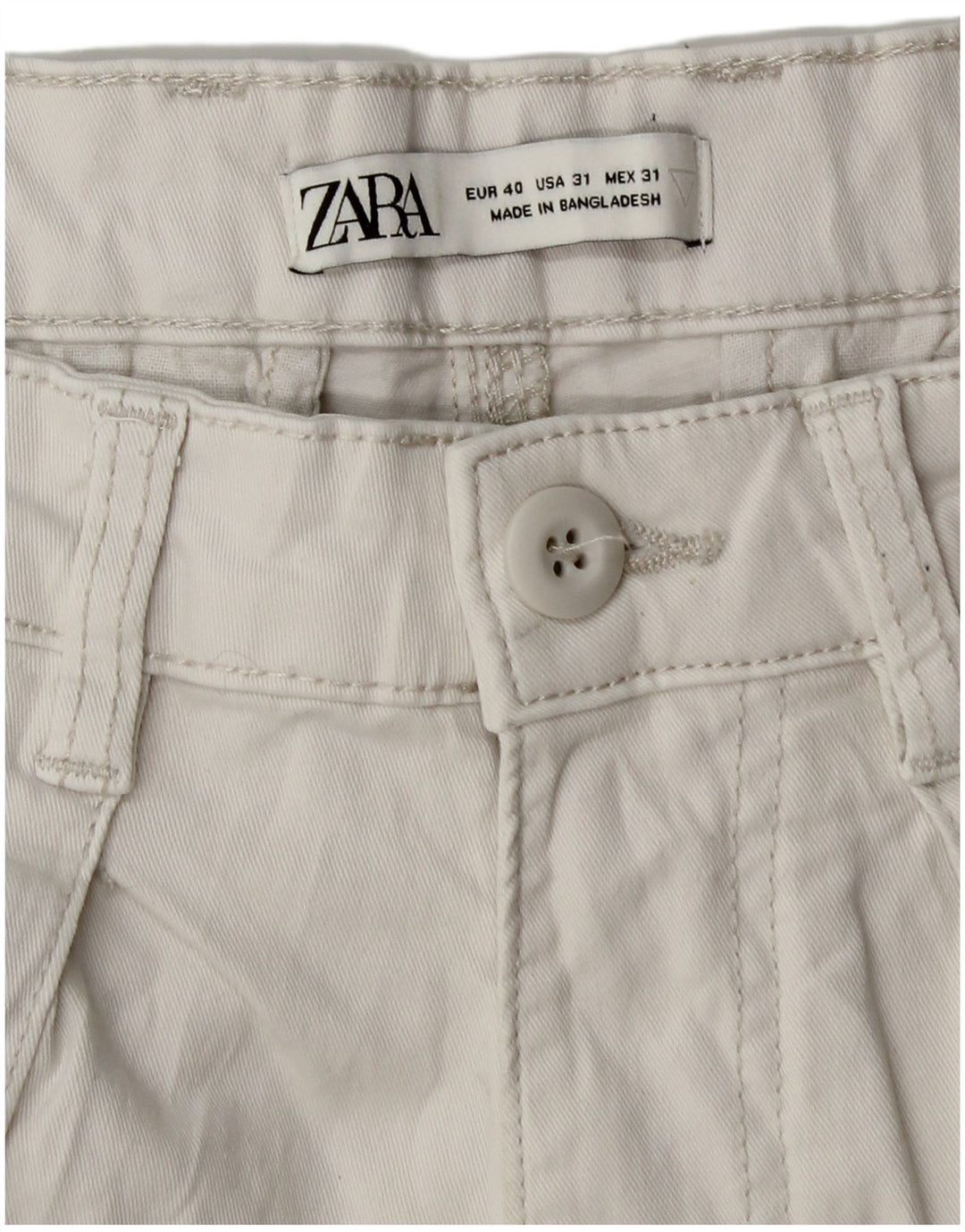 Zara Herre Straight Cargo Bukser EU 40 Medium W31 L28 Hvid Bomuld