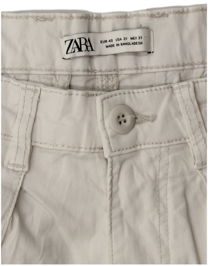 Zara Herre Straight Cargo Bukser EU 40 Medium W31 L28 Hvid Bomuld