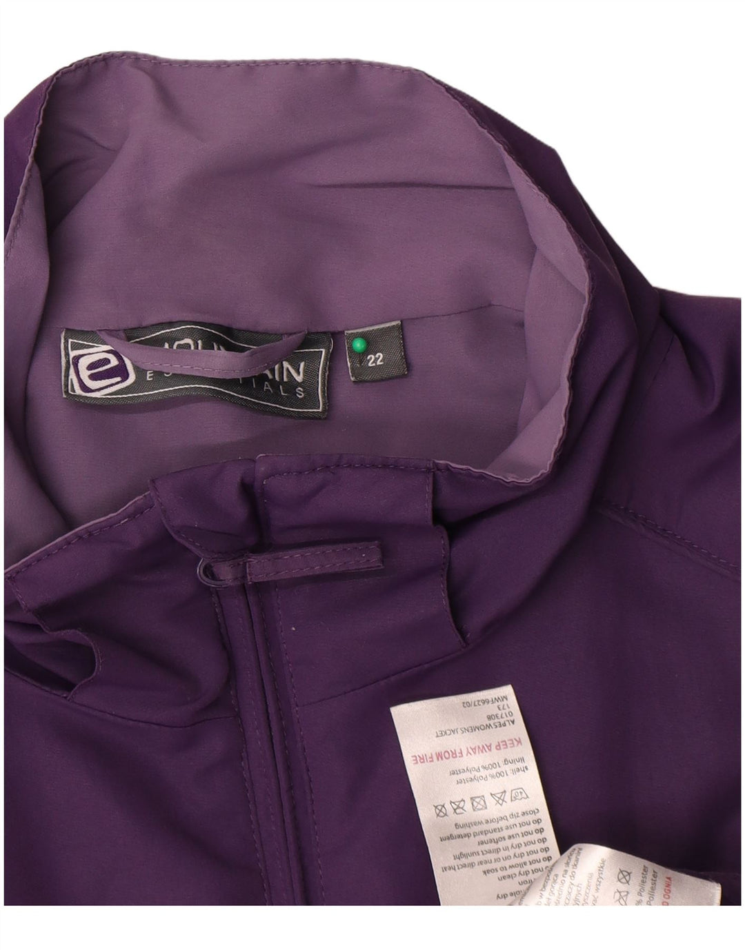 Mountain Essentials Dame Windbreaker Jacket UK 22 3XL Lilla Polyester