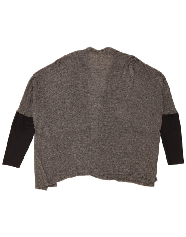 Zara 3/4-ærmet cardigantrøje til kvinder UK 14 Medium Grey Colourblock