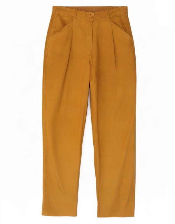 Vintage højtaljede læderbukser til kvinder IT 42 Medium W26 L30 Beige