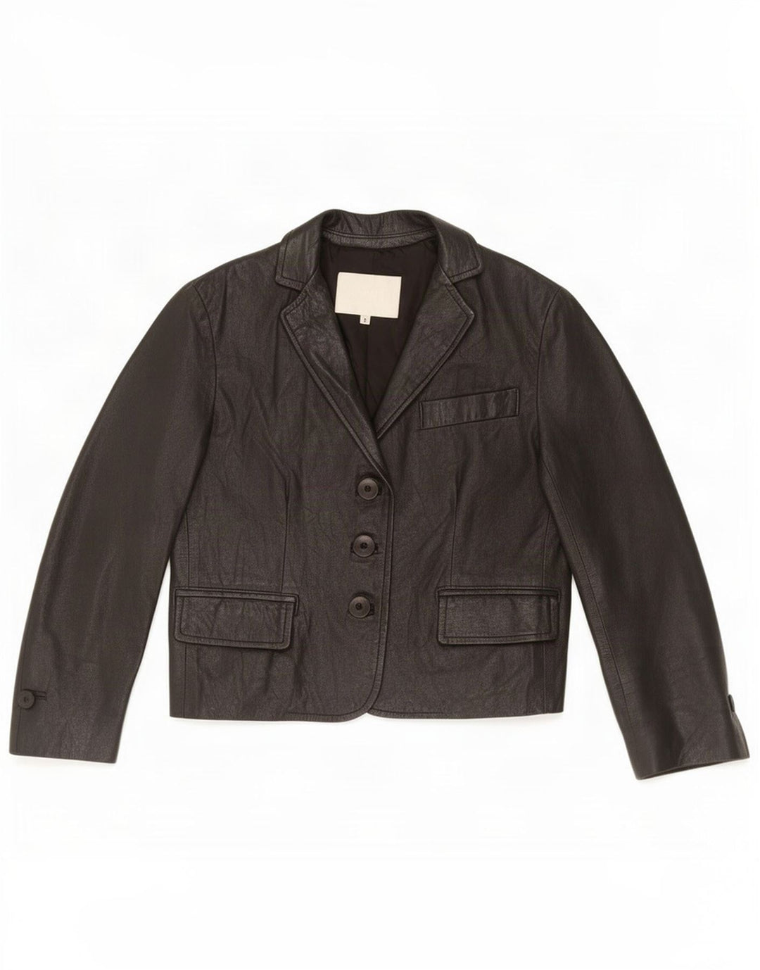Imperial Dame 3-knaps Læder Blazer Jacket UK 10 Lille Sort