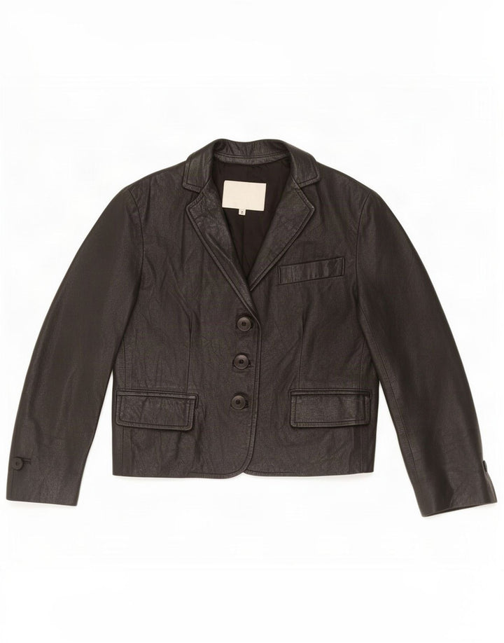 Imperial Dame 3-knaps Læder Blazer Jacket UK 10 Lille Sort