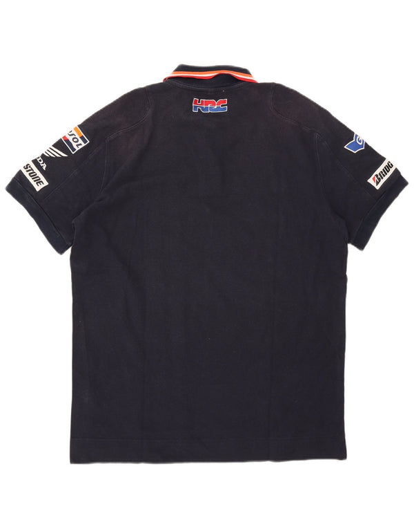 Gas Mens Graphic Polo Shirt XL Navy Blue Striped Cotton