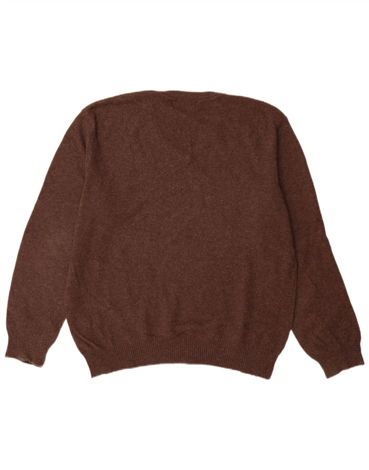 Zara Herre V-Hals Trøje Sweater Large Brun Argyle/Rombe Uld