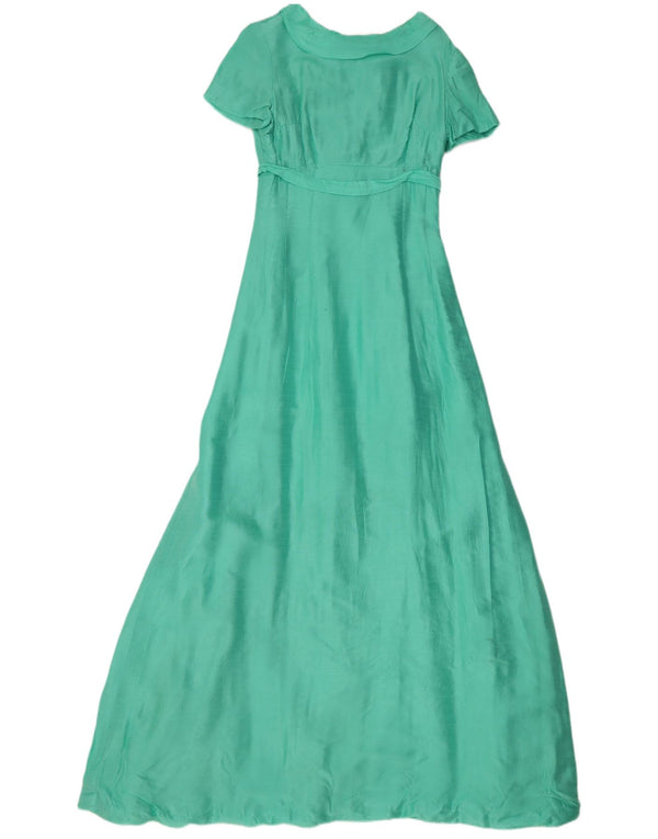 Vintage Womens Maxi Dress UK 8 Small Green