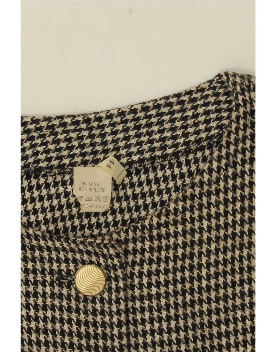 Vintage dame Crop 5-knaps blazerjakke IT 44 Medium Black Houndstooth