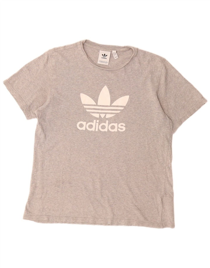 ADIDAS Grafisk T-shirt til mænd, mellemgrå bomuld