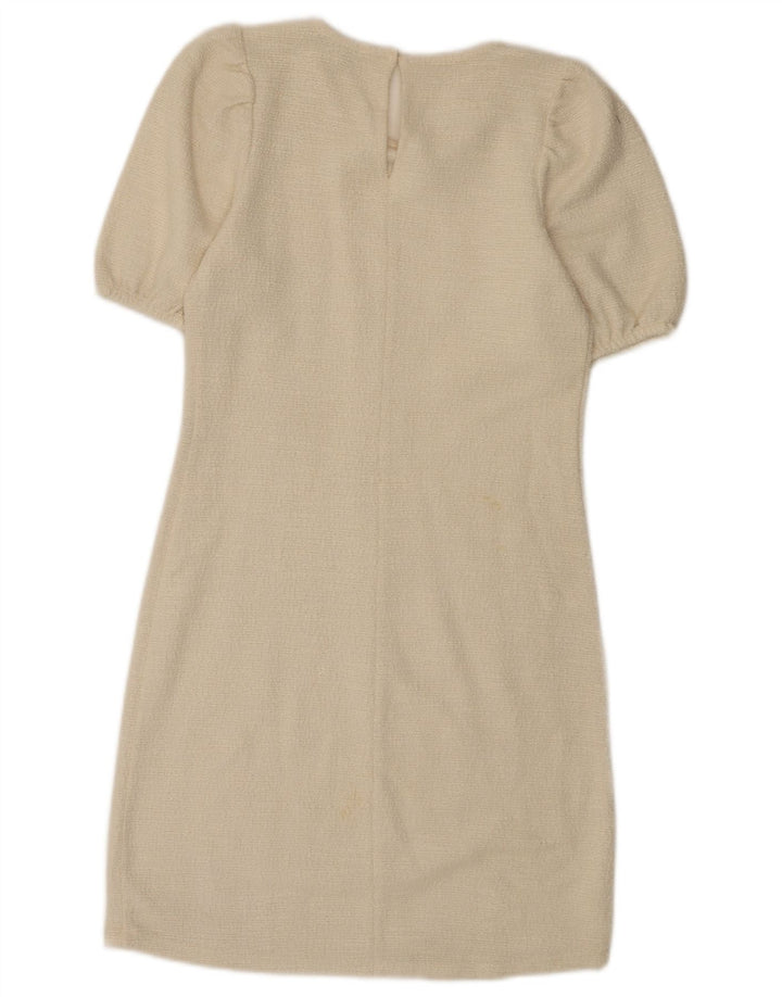 Zara Womens Sheath Dress UK 8 Small Off White Bomuld