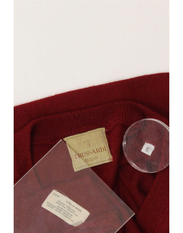 Trussardi Herre V-hals sweater Stor Rød Merinould
