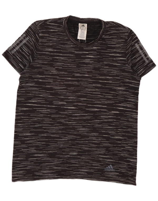 ADIDAS Herre T-Shirt Top Medium Sort Nålestribet Bomuld