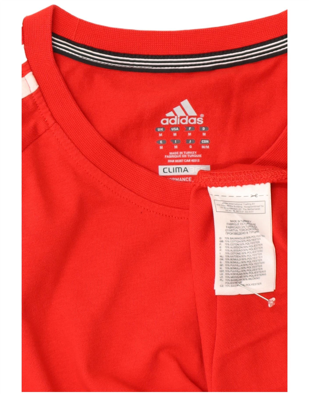Adidas Herre Clima 365 T-Shirt Top Medium Rød Bomuld