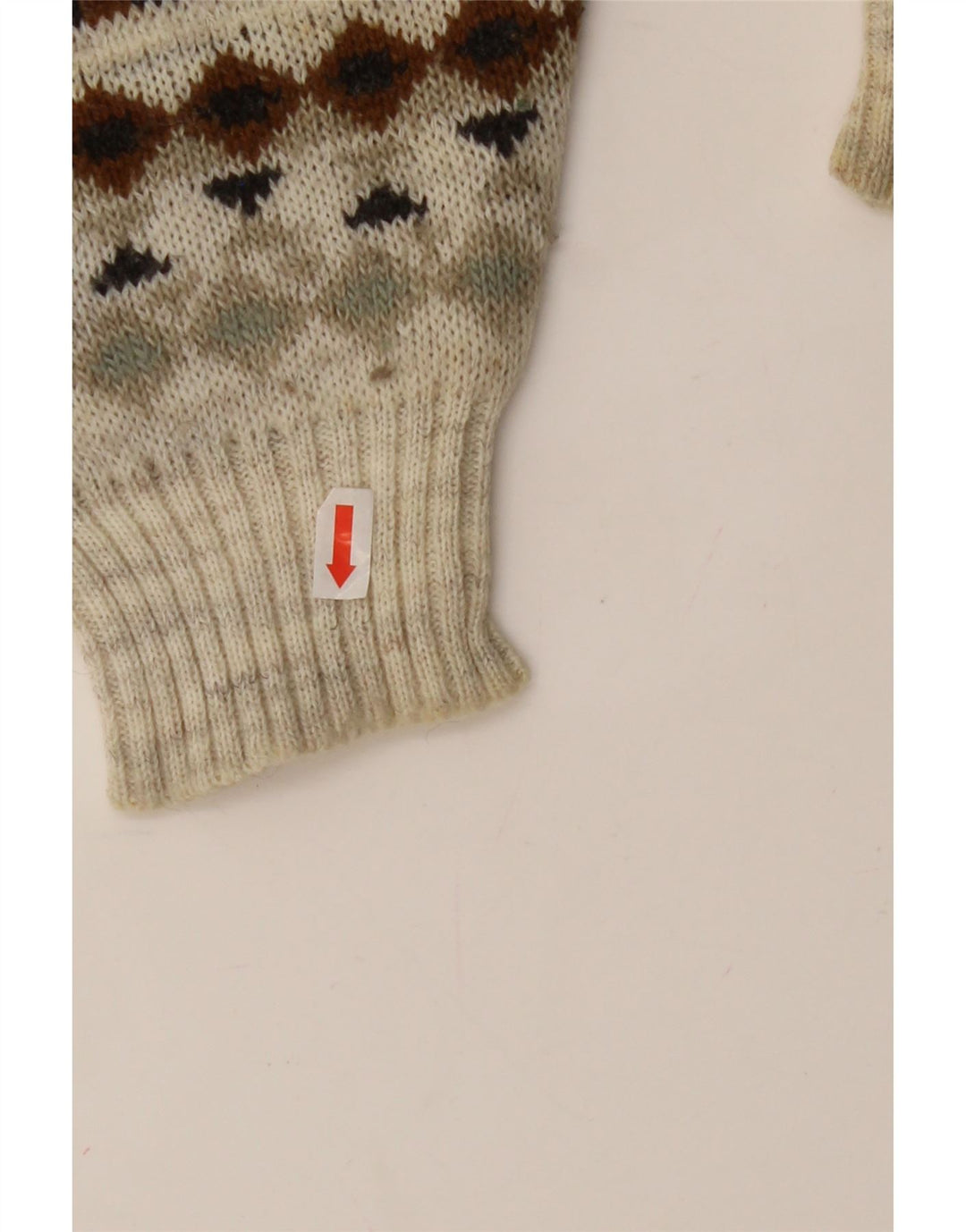 Vintage herre rund hals sweater medium flerfarvet geometrisk