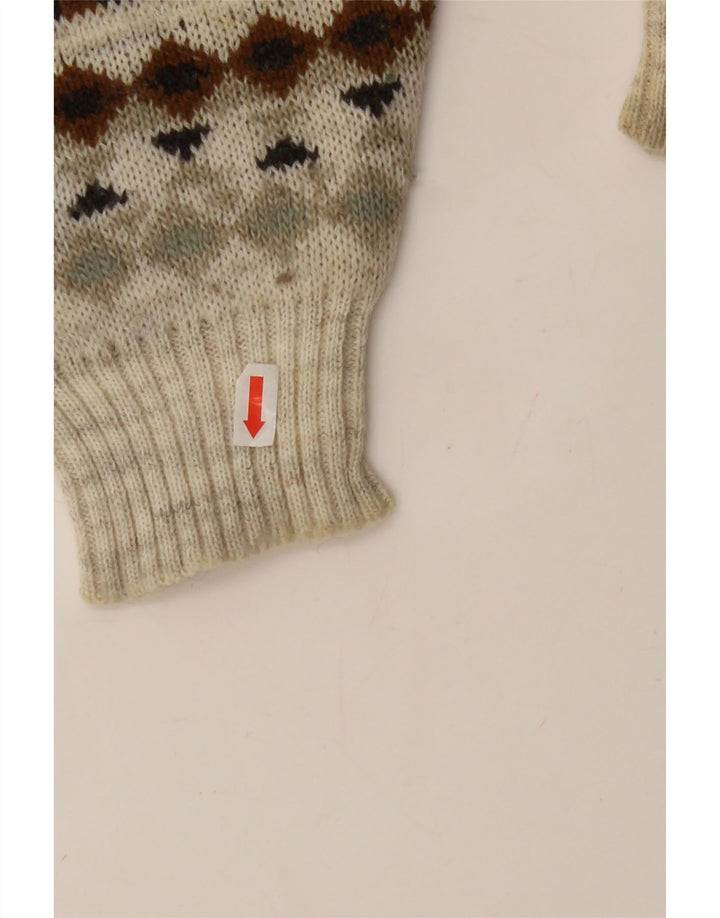 Vintage herre rund hals sweater medium flerfarvet geometrisk