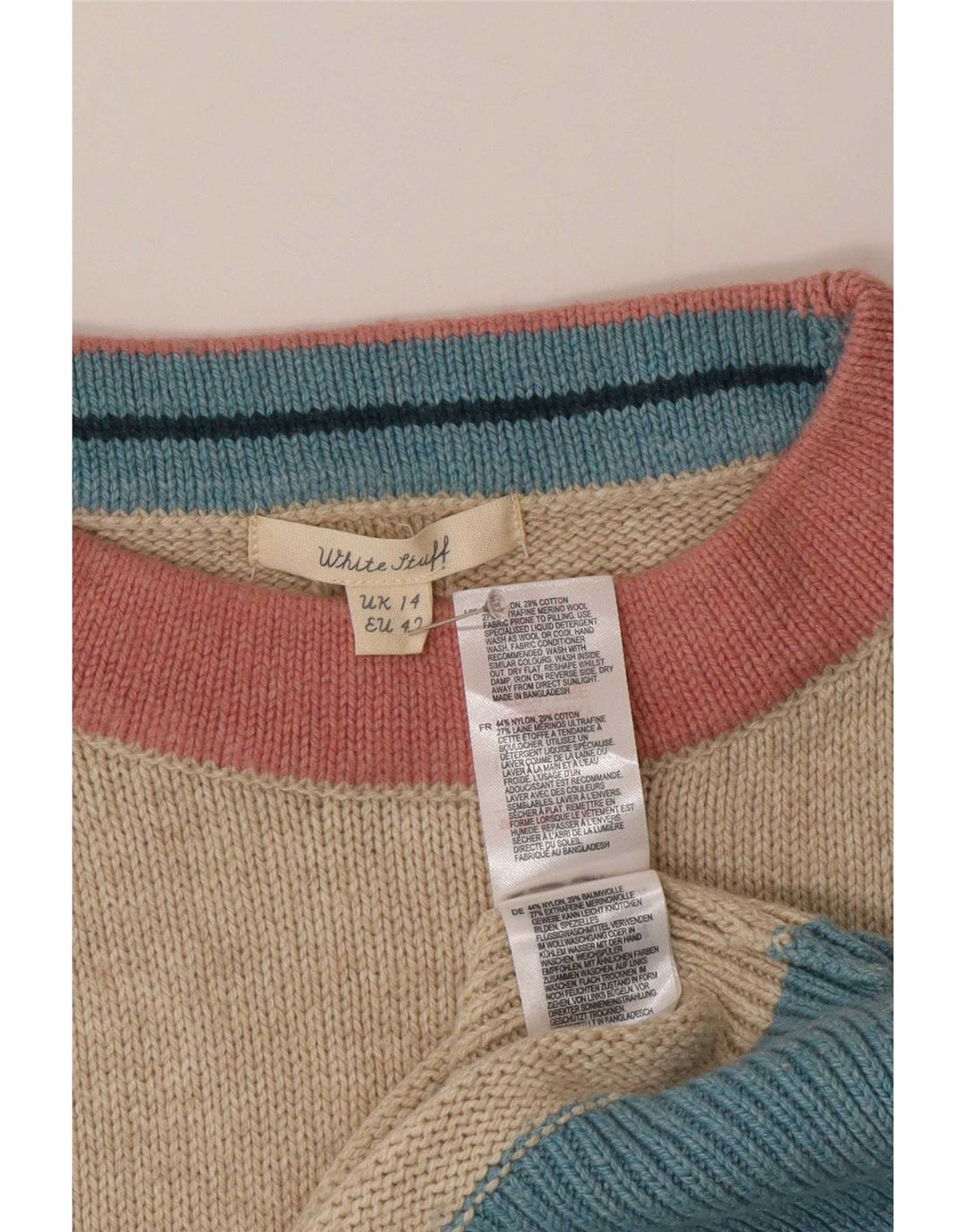 White Stuff Dame Vest Tank Top UK 14 Medium Beige Colourblock Nylon