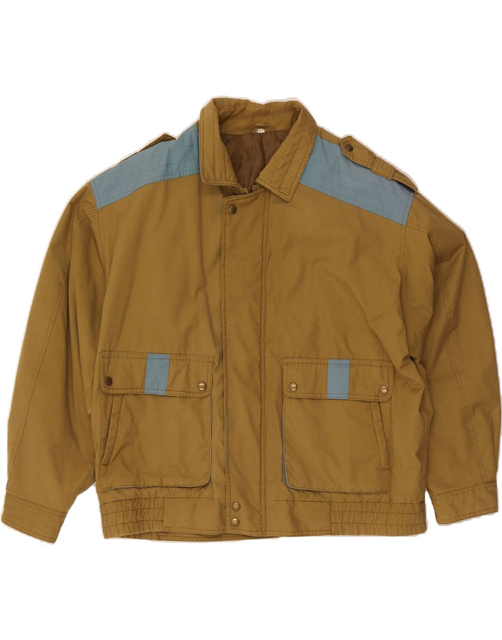 VINTAGE Mens Bomber Jacket UK 42 XL Khaki Polyester Vintage Vintage and Second-Hand Vintage from Messina Hembry 