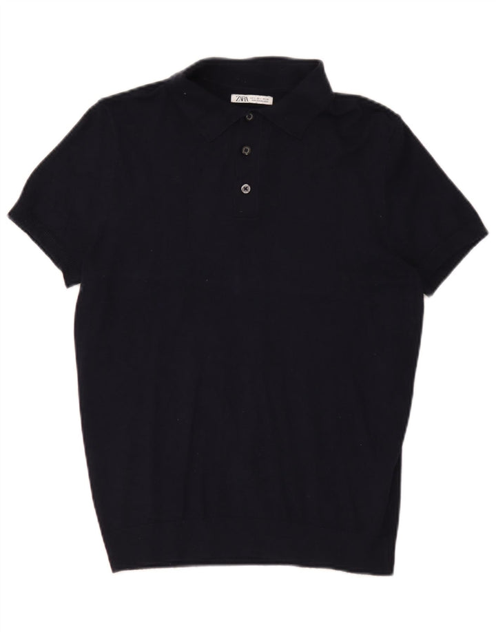 Zara Polo skjorte til mænd, lille marineblå viskose