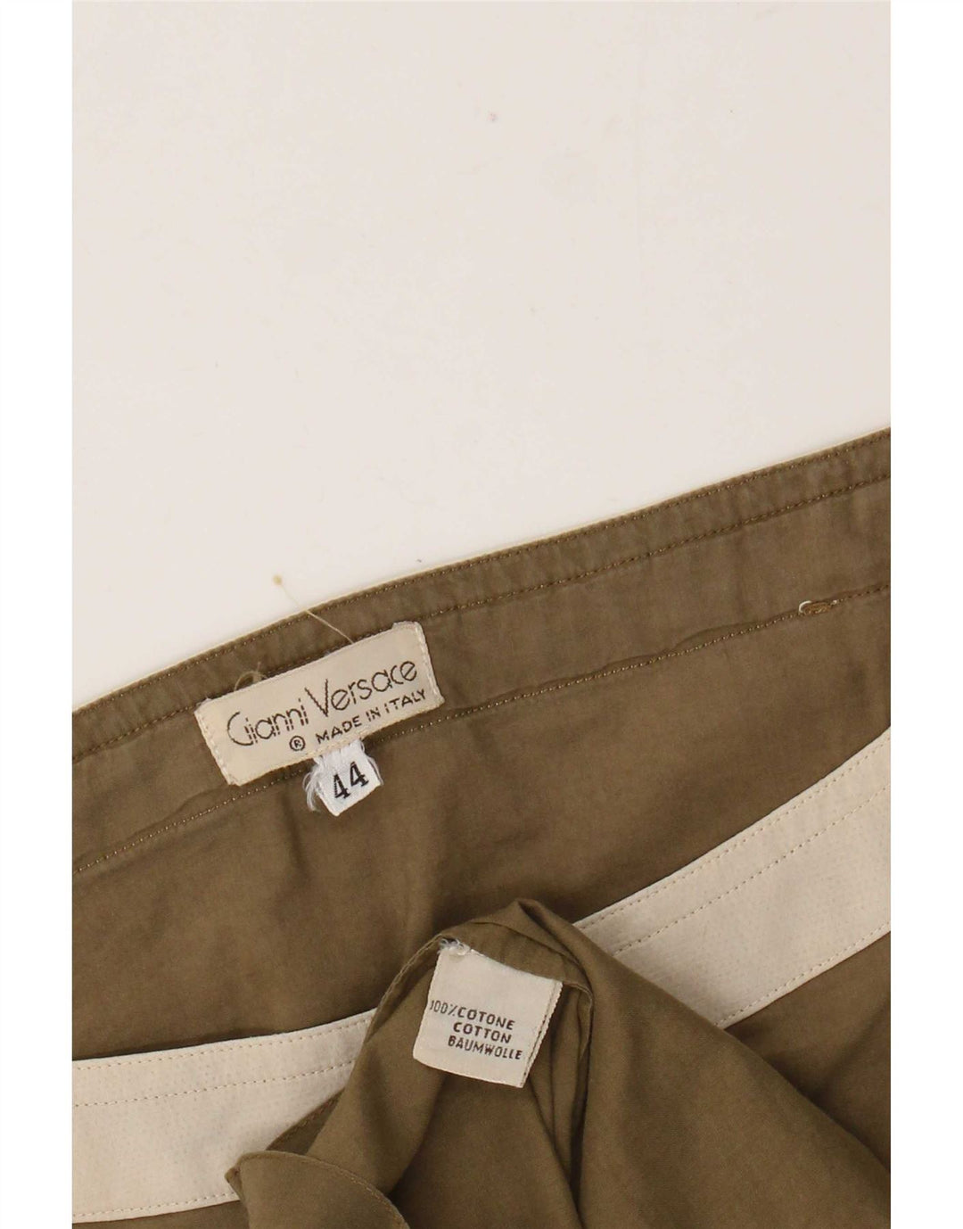 Gianni Versace Damebluse Top IT 44 Medium Khaki Colourblock Bomuld