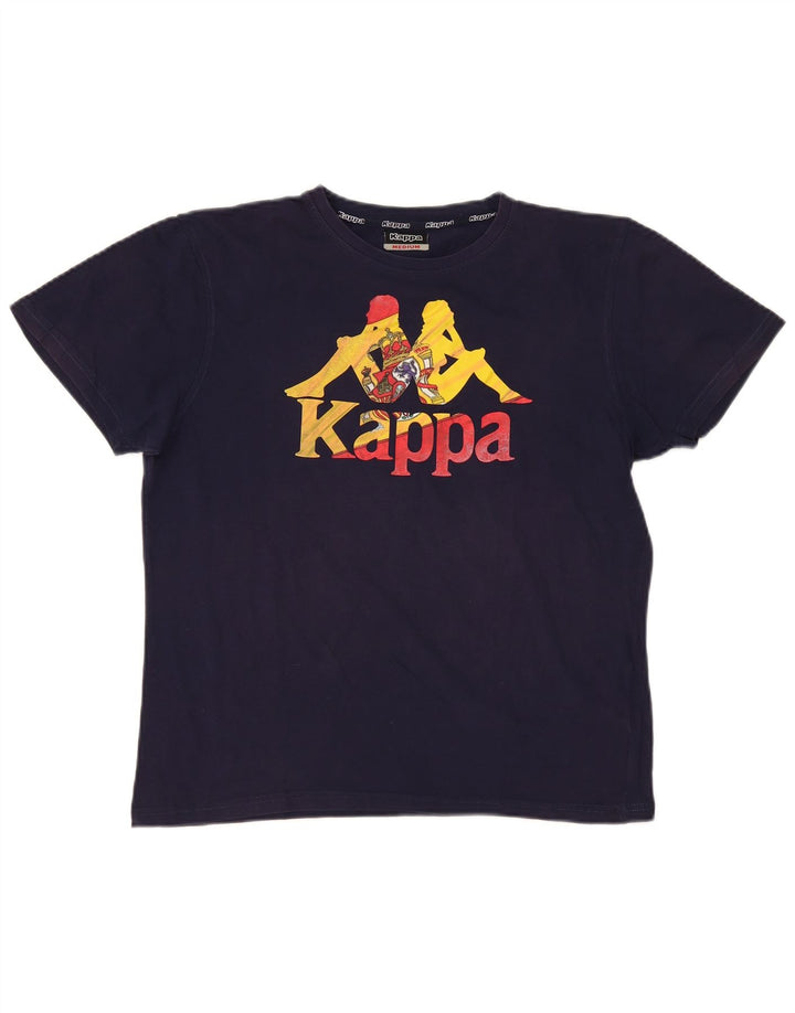 Kappa Dame Grafisk T-Shirt Top UK 14 Medium Navy Blue