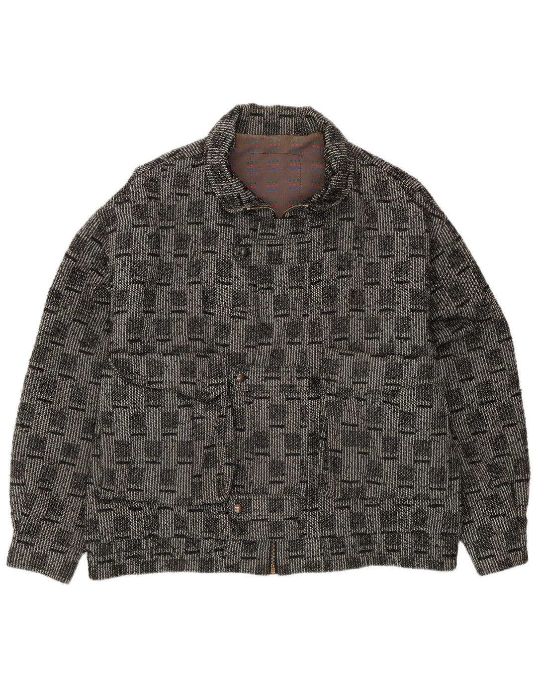 VINTAGE Bomberjakke til mænd IT 52 XL Grå ternet uld